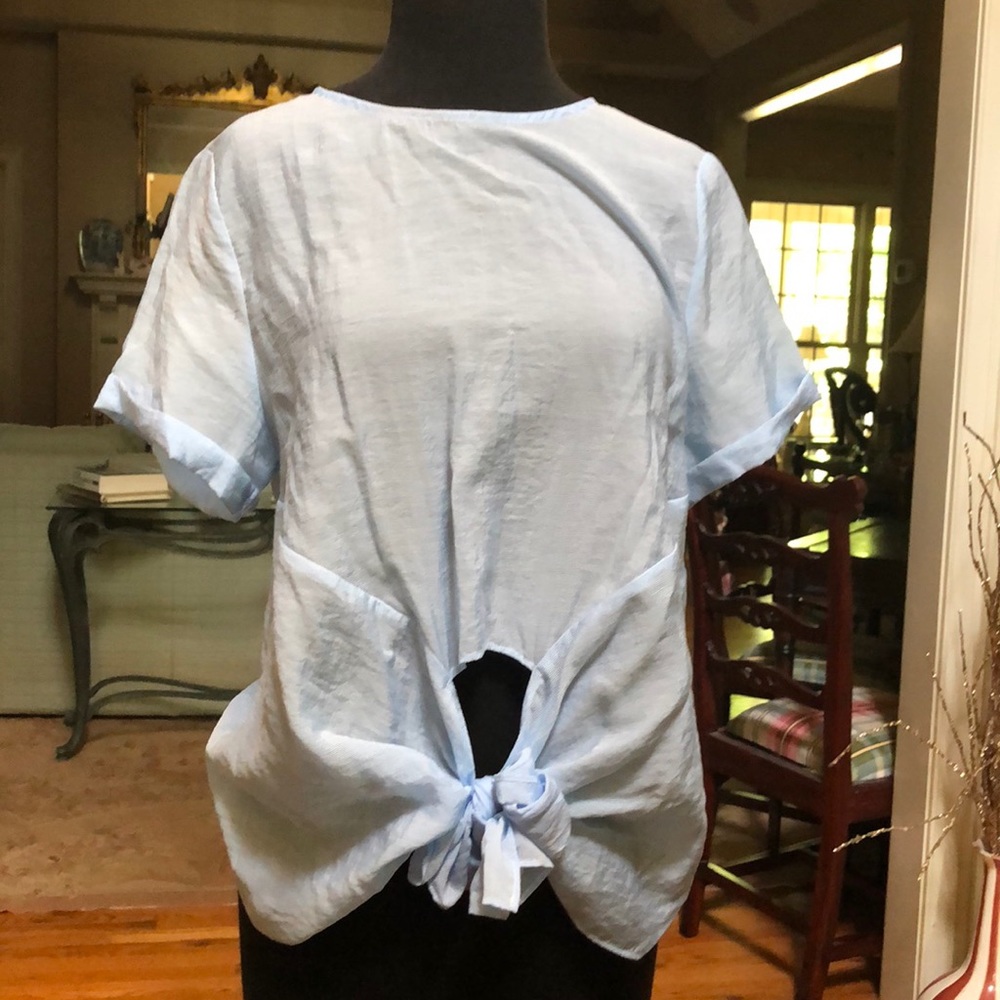 Karlie Blue Bow-Tie top